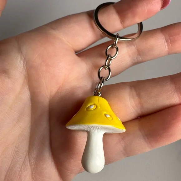 Mushroom Resin Bag Charm (Comes in Multiple Colors) Boho Fairy Garden Keychain - Picture 6 of 6